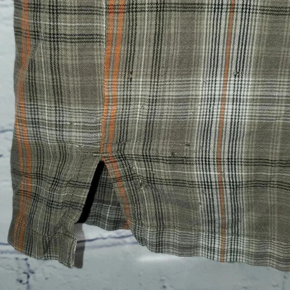 Columbia Mens Short Sleeve XL Striped Shirt Button Up Green and Orange RN 69724 - Picture 8 of 10